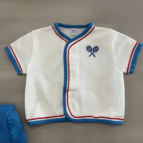 NWOT Vintage Carter’s 2 Piece Set Snap Top & Lined Bottoms Tennis Outfit 6M - Picture 2 of 9